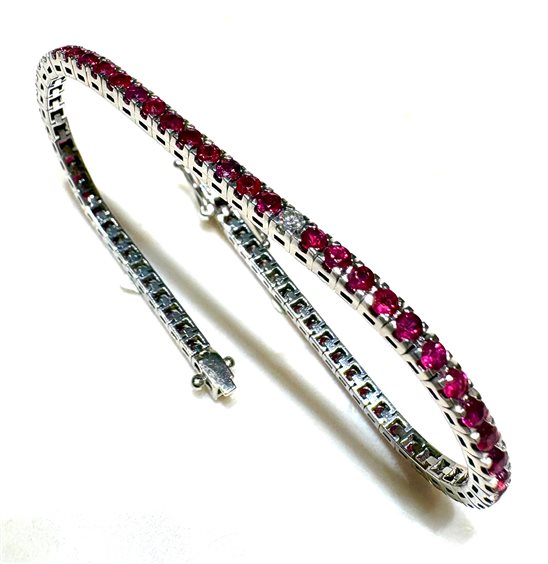 Bracelet Sommer Femme Classici in Or blanc Rubino 2.80 Ct TENNIS RUB 2,80 DIA 0.20 F/VS - TENNIS RUB 2,80 DIA 0.20 F/VS